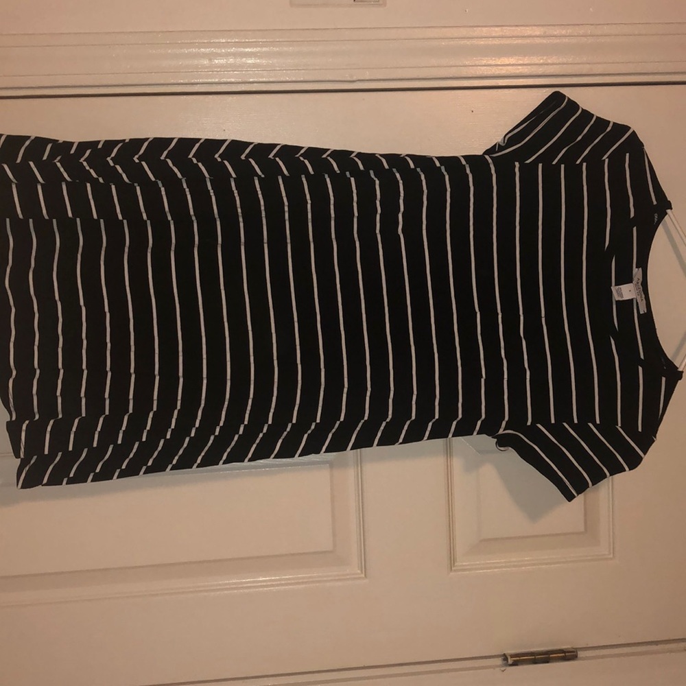 Black and white striped dress